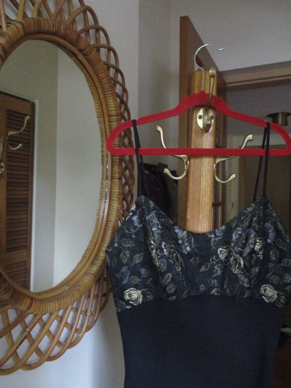Vintage Paper Tag 90s Black Metallic Floral Dress